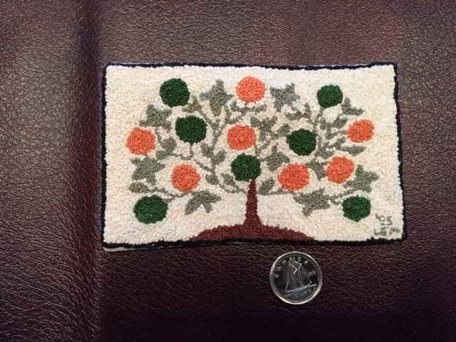 miniature rug Tree of Life pattern using french knots